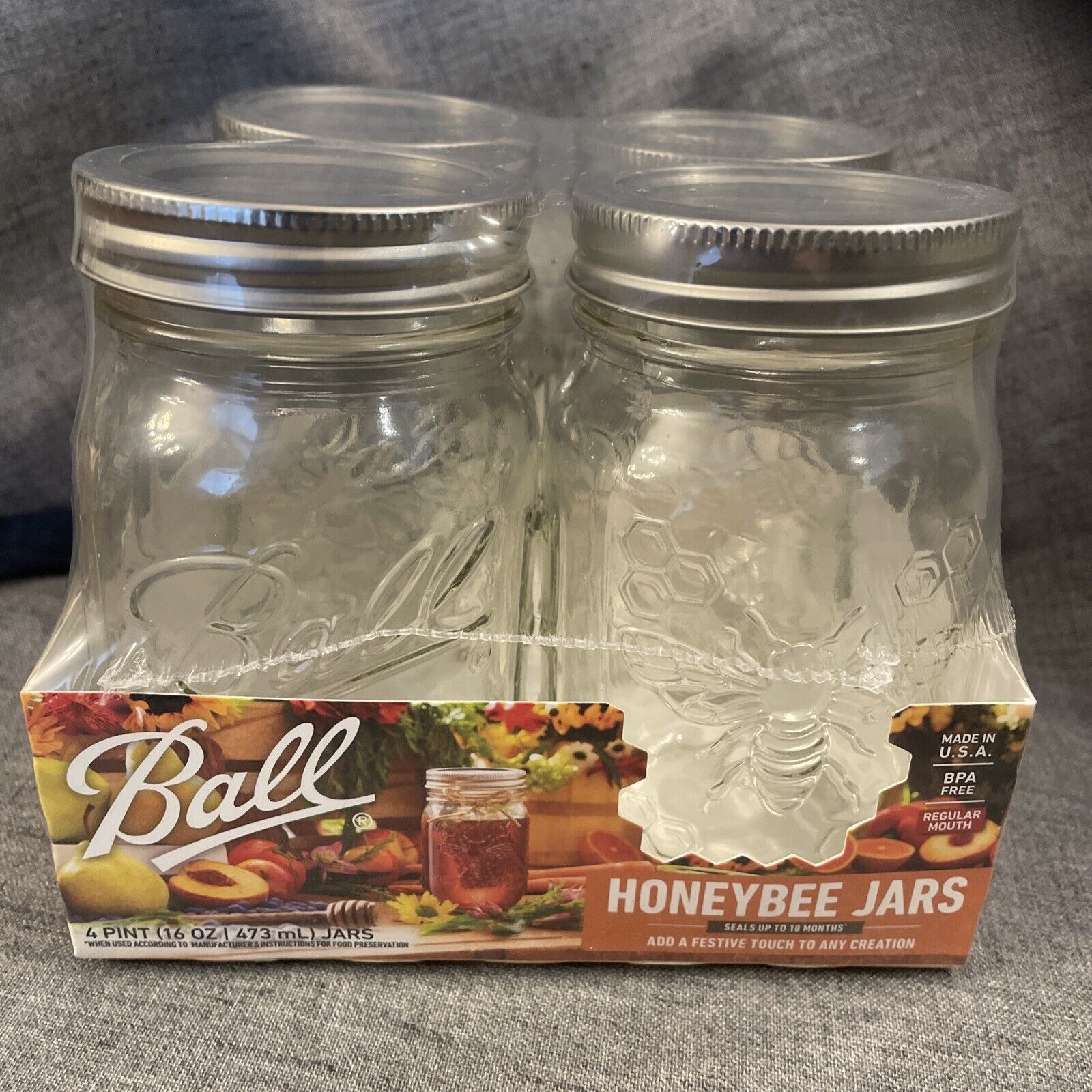 Honeybee Ball Jars 2023 Collectors Edition 4 Pint Jar Set Bee Mason Honey NIP