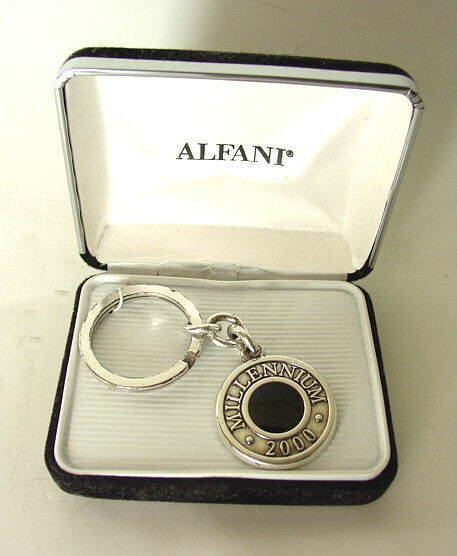 ALFANI Millennium 2000 Silvertoned Keychain Keyring Made in USA NEW NIB