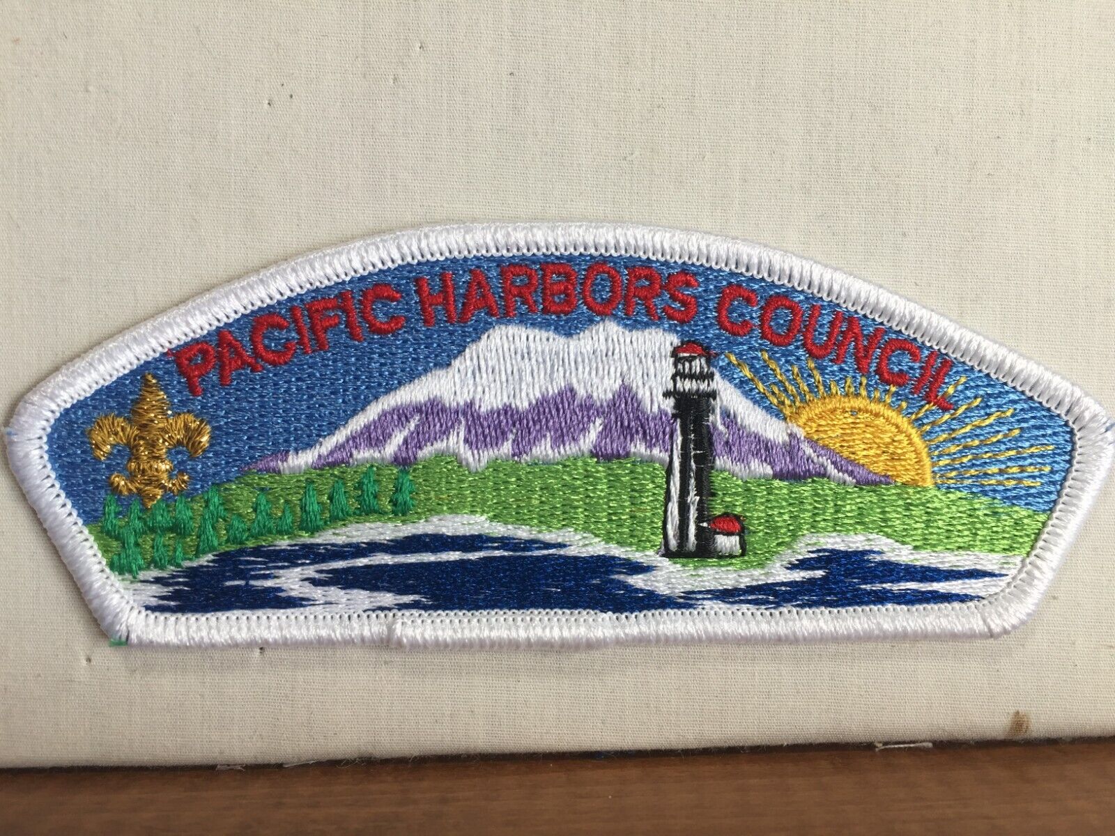 Pacific Harbors Council fully embroidered plastic back BSA CSP Patch