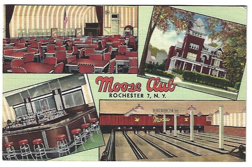 Rochester NY Moose Club 441 East Ave. 1944 Multi-View Linen  Postcard