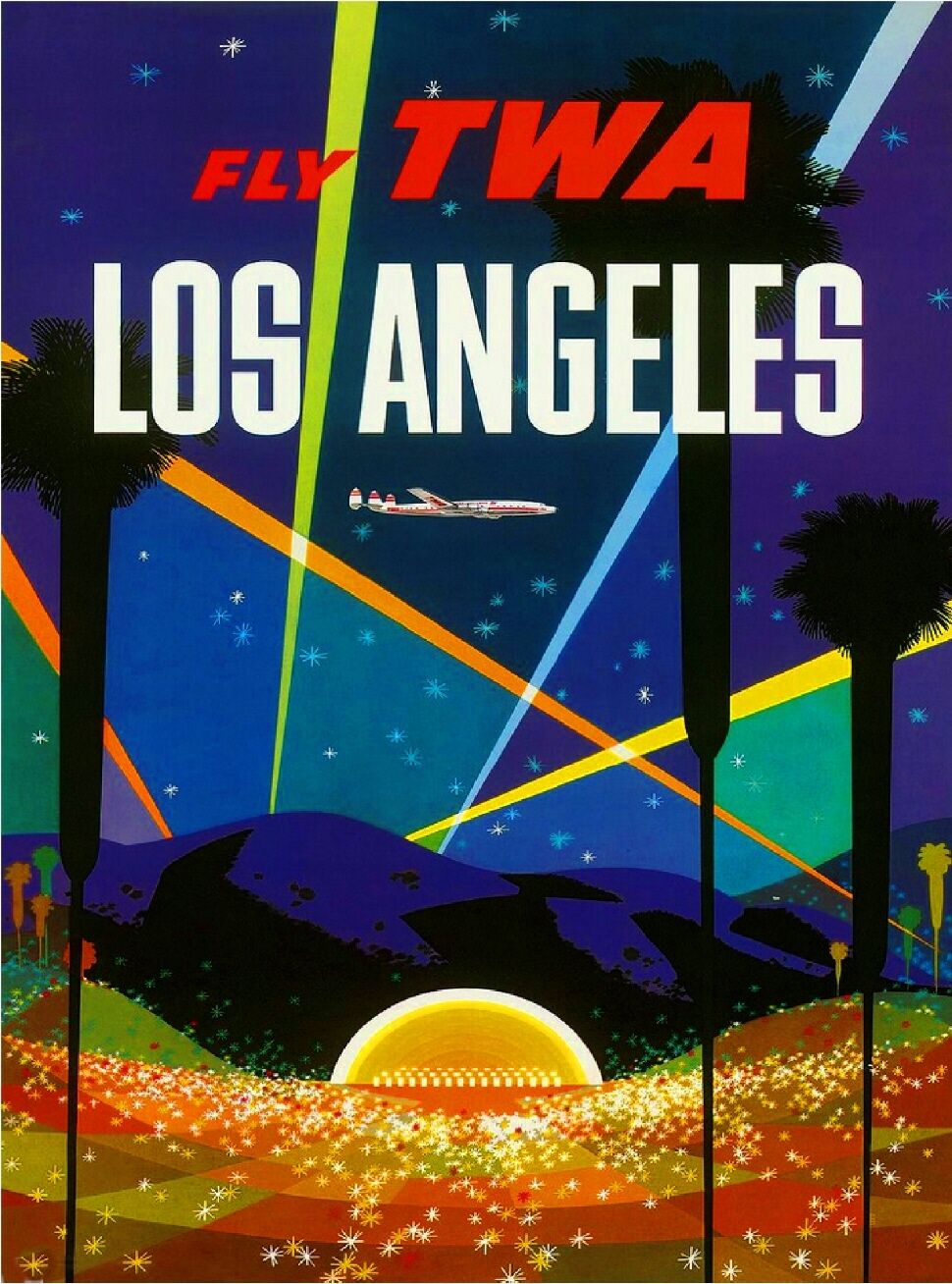 Los Angeles California Hollywood Bowl United States Travel Advertisement Poster 