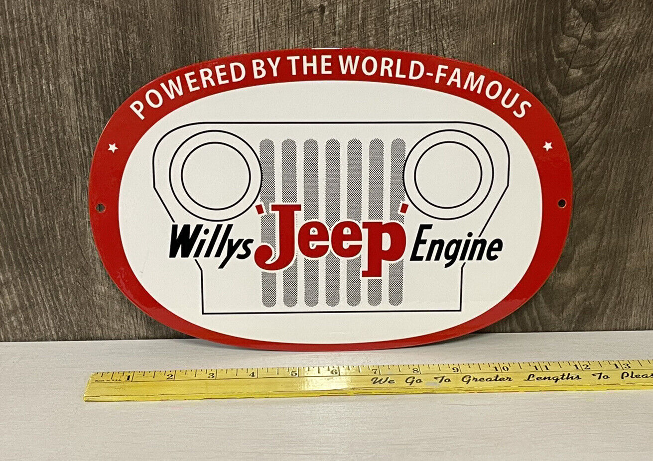 Willys Jeep Engine Metal Sign Automotive Devil Power Military Gas Oil Mechanic