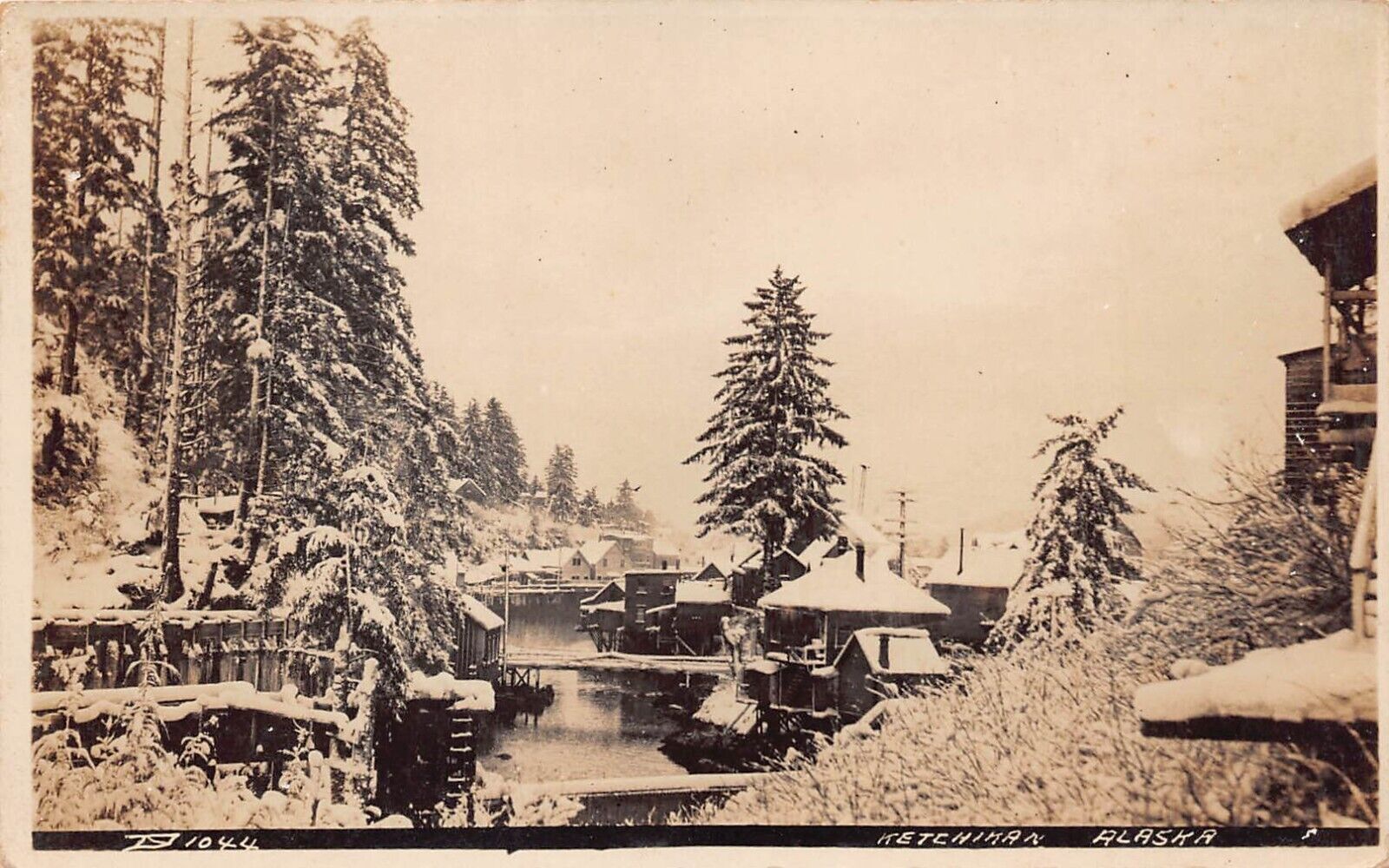 RPPC Ketchikan AK Alaska Creek Street Downtown Early 1900s Photo Postcard C58