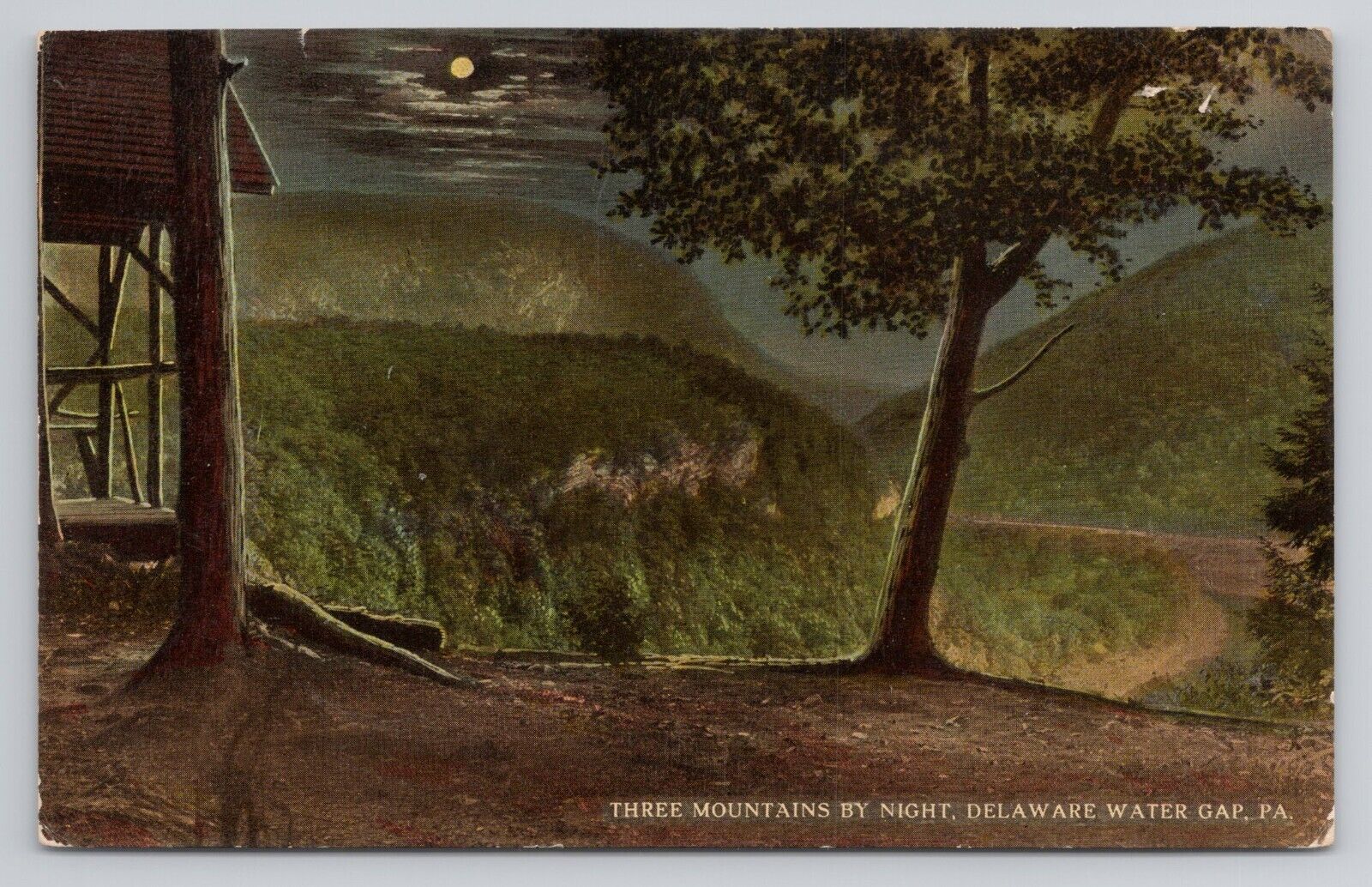 Three Mountains By Night Delaware Water Gap Pennsylvania c1910 Antique Postcard
