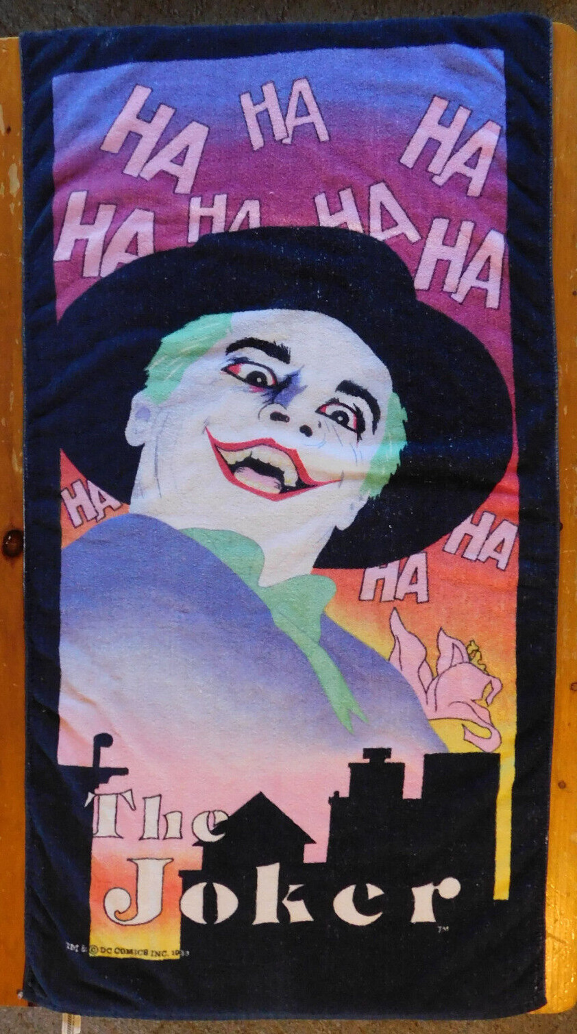 VTG Batman The Joker Beach Towel DC Comics Jack Nicholson 1989  29.5\