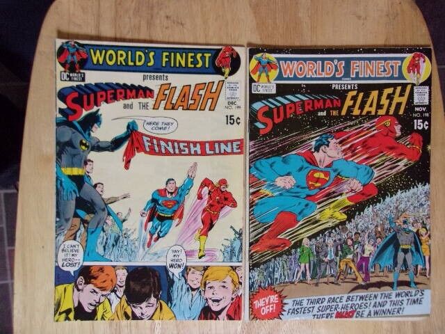 WORLD’S FINEST COMICS 198 GD 3.5 & 199 GD 4.0 SUPERMAN vs FLASH RACE 1970 KEY 💥