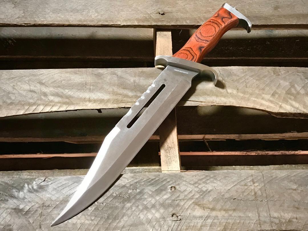 Rambo STYLE Wood Hunting Knife First Blood III Rambo Bowie Survival Knife16