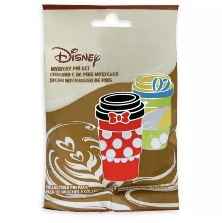 Disney Parks Coffee Cups Latte Mugs Mystery Collection 5 Pins Pack Sealed NEW