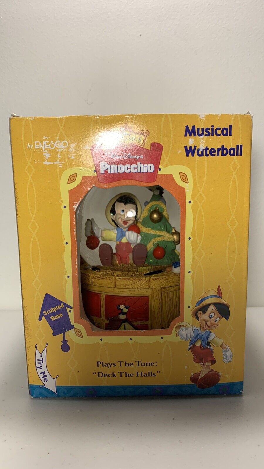 Disney Classics Walt Disney Pinocchio Musical Waterball - Deck The Halls-Tested