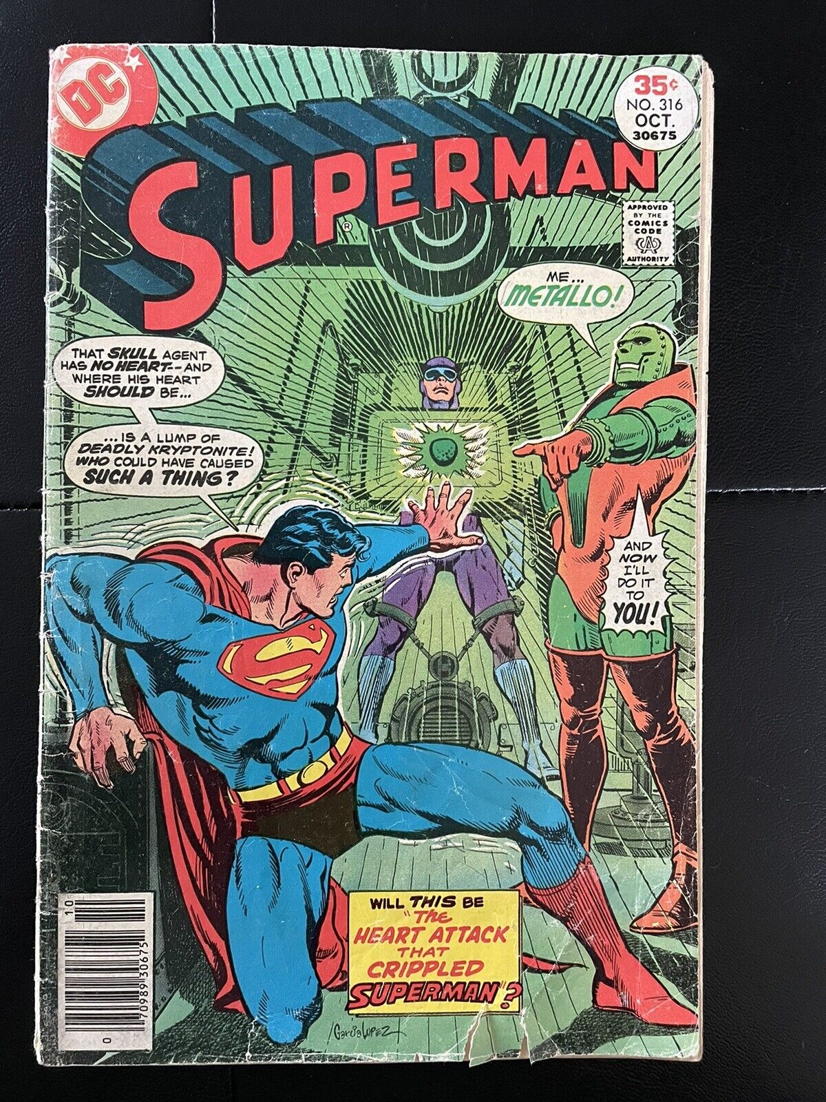 Superman 316, Fantastic Garcia-Lopez Metallo cover. Bronze Age DC 1977