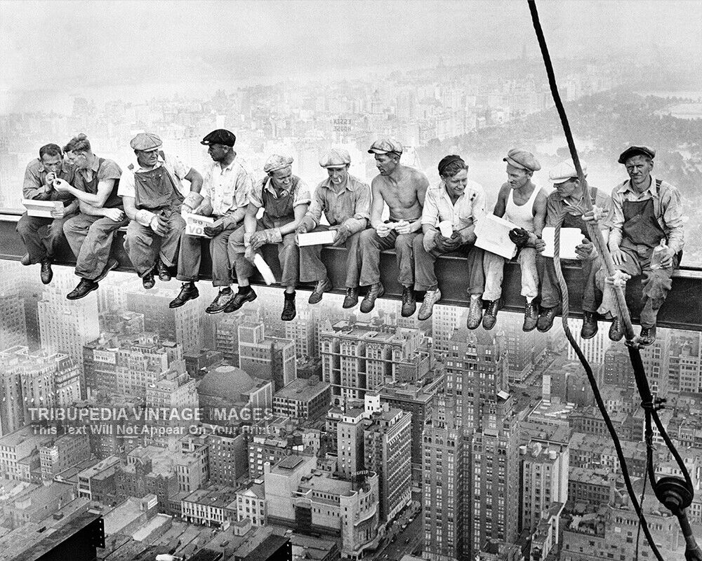 1932 Men Eating Lunch on Skyscraper Beam New York City Photograph Manhattan NYC