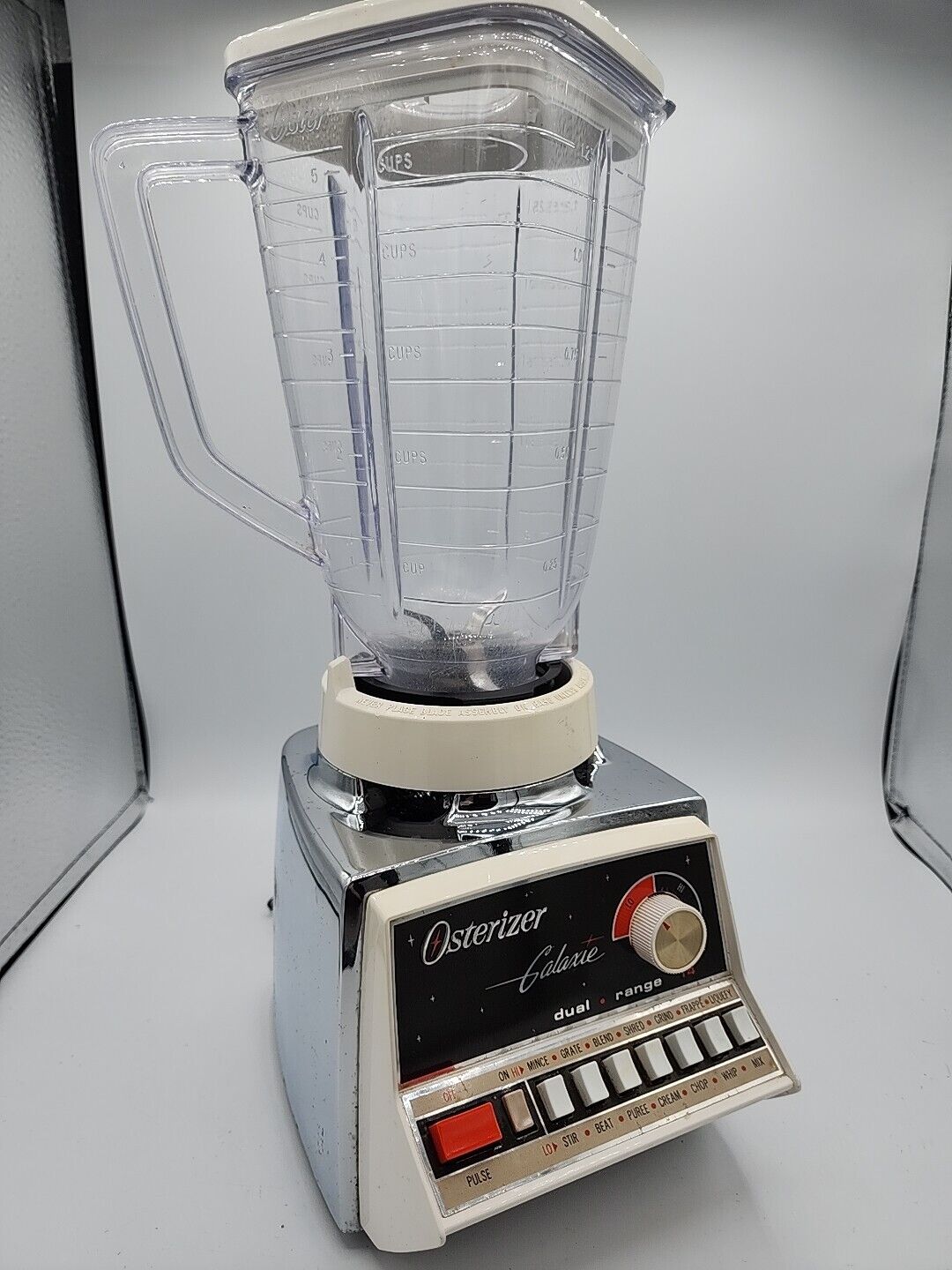 Vintage*Osterizer Galaxie Dual-Range 14 Blender Base & Jar  1970'sChrome*Tested