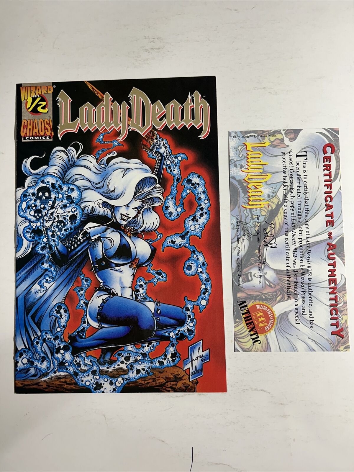 Wizard/Chaos Lady Death 1/2 w/certificate, never read Brian Pulido Coffin Comics