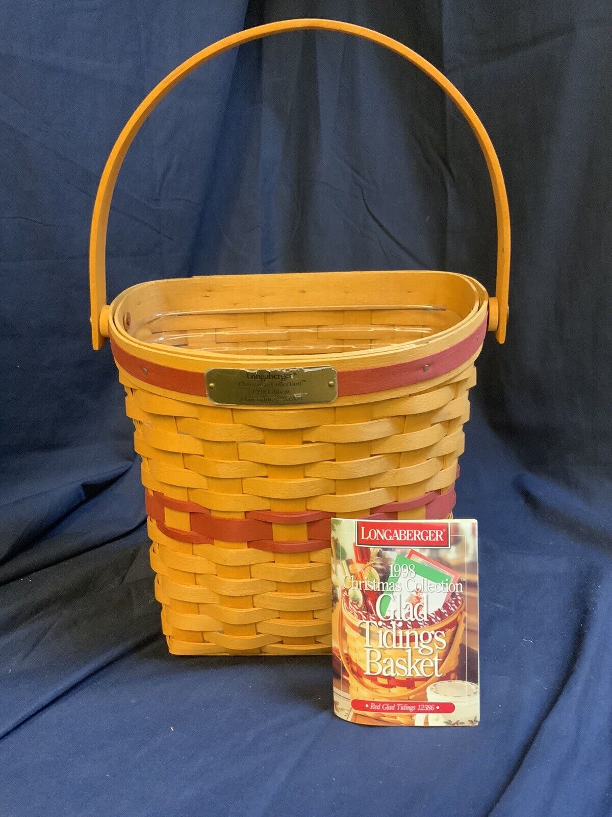 Vintage Longaberger Hanging Red Glad Tidings Basket 1998 Christmas Collection