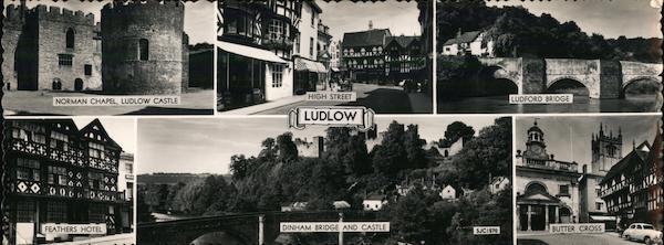 England 1959 Scenes in Ludlow Panorama Large Format Postcard 3c stamp