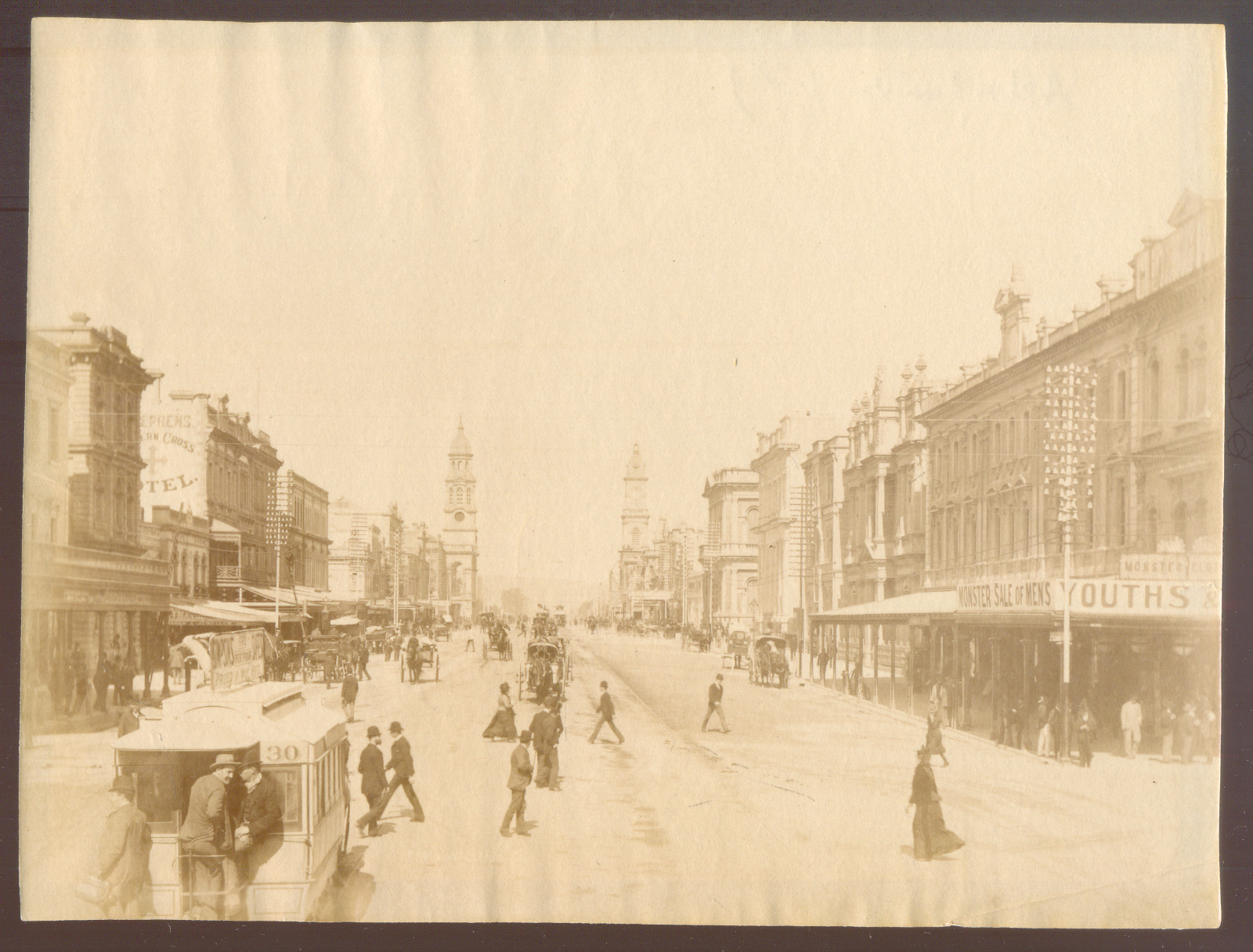 Australia, Adelaide, Kind Street, Vintage Albumen Print c.1888 - 15x20cm
