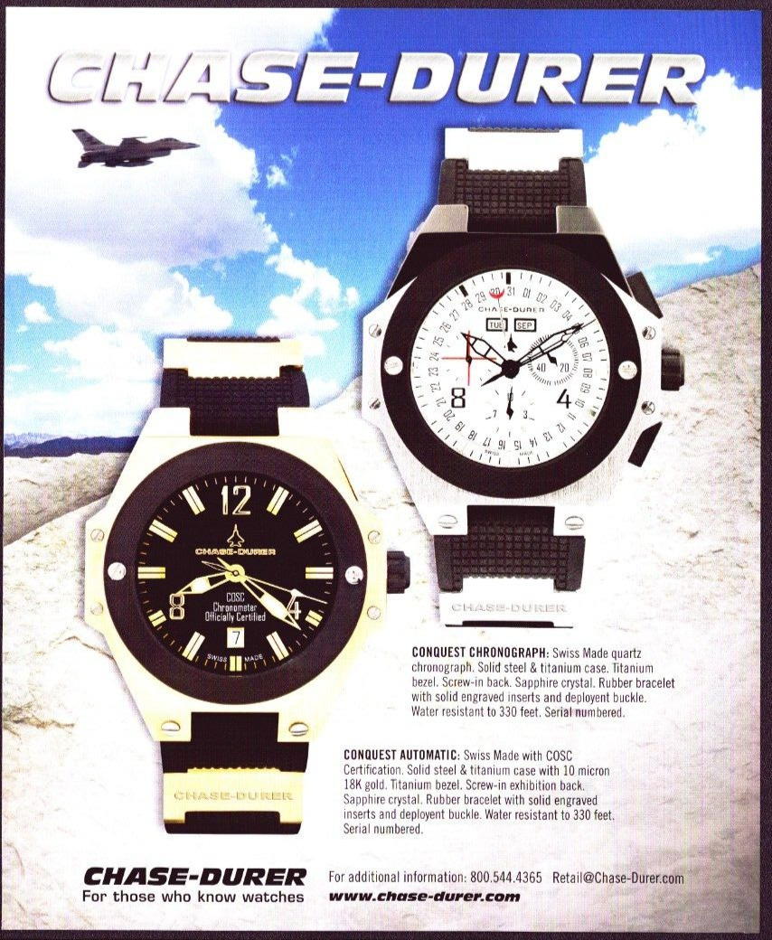 2007 Print Ad Men's Watches Chase-Durer conquest Chronograph And Automatic