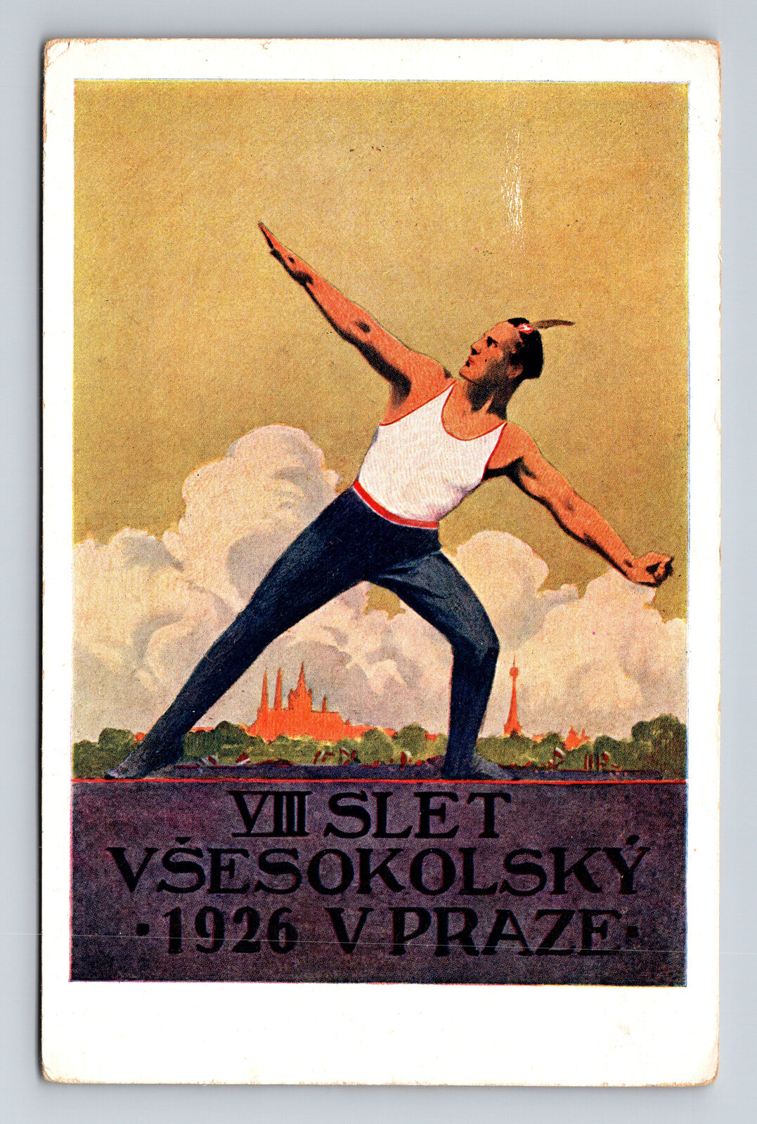 1926 VIII Slet Vsesokolsky Praze Gymnastics Gathering Prague CR Postcard