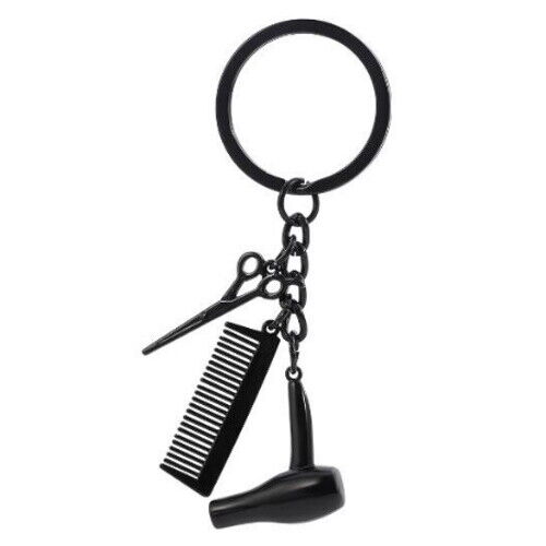 Hairdressers Barber Comb Scissors Blow Dryer Hair Stylist Gift Keychain 3 Colors