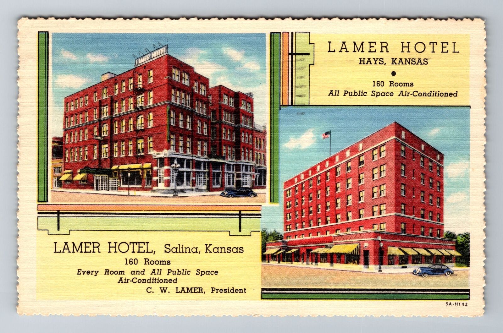 Hays KS-Kansas, Lamer Hotel, Advertisement, Vintage c1989 Souvenir Postcard