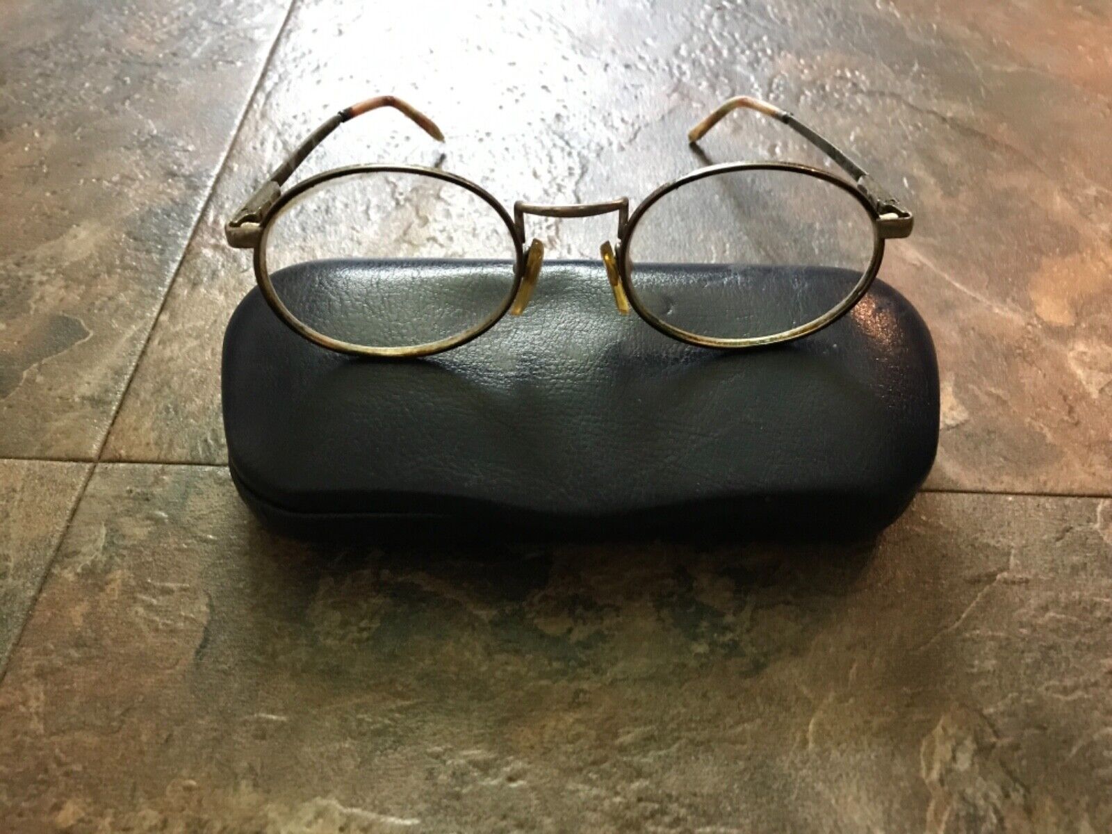 Old prescription eyeglasses, circa 1980s, metal frame. Case included