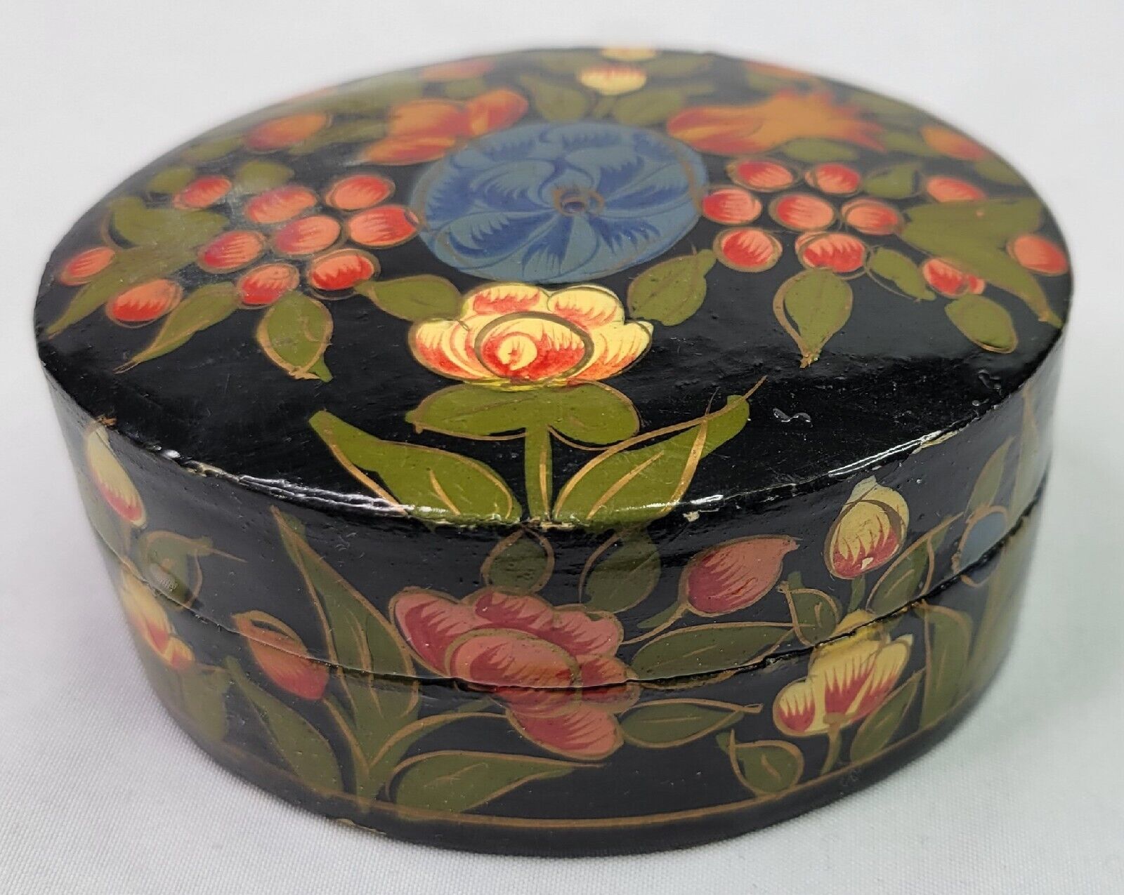 Vintage Hand Painted Jewelry Box, Paper Mache Laquer