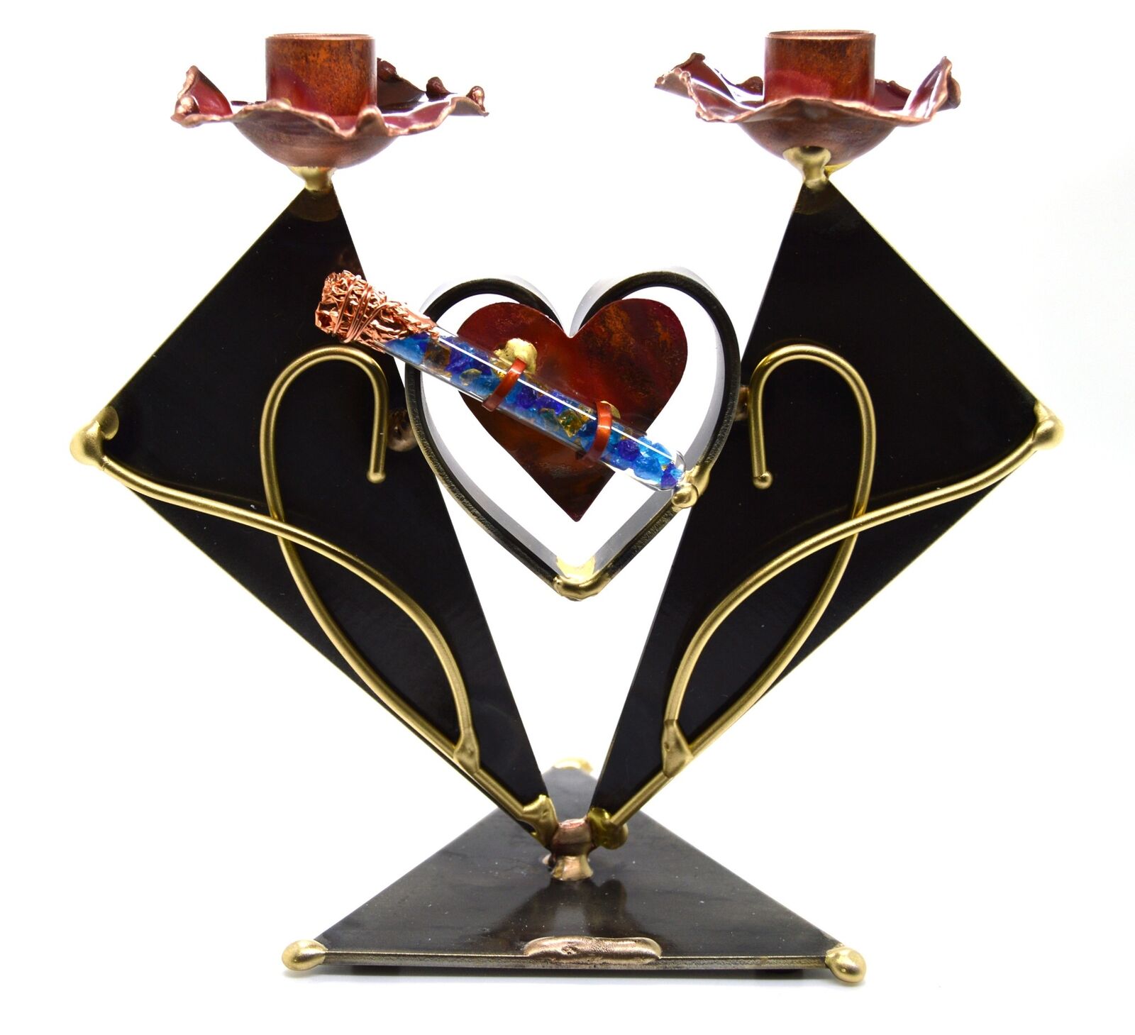 Gary Rosenthal Judaica keepsake WEDDING GLASS Memory candlesticks gift 9