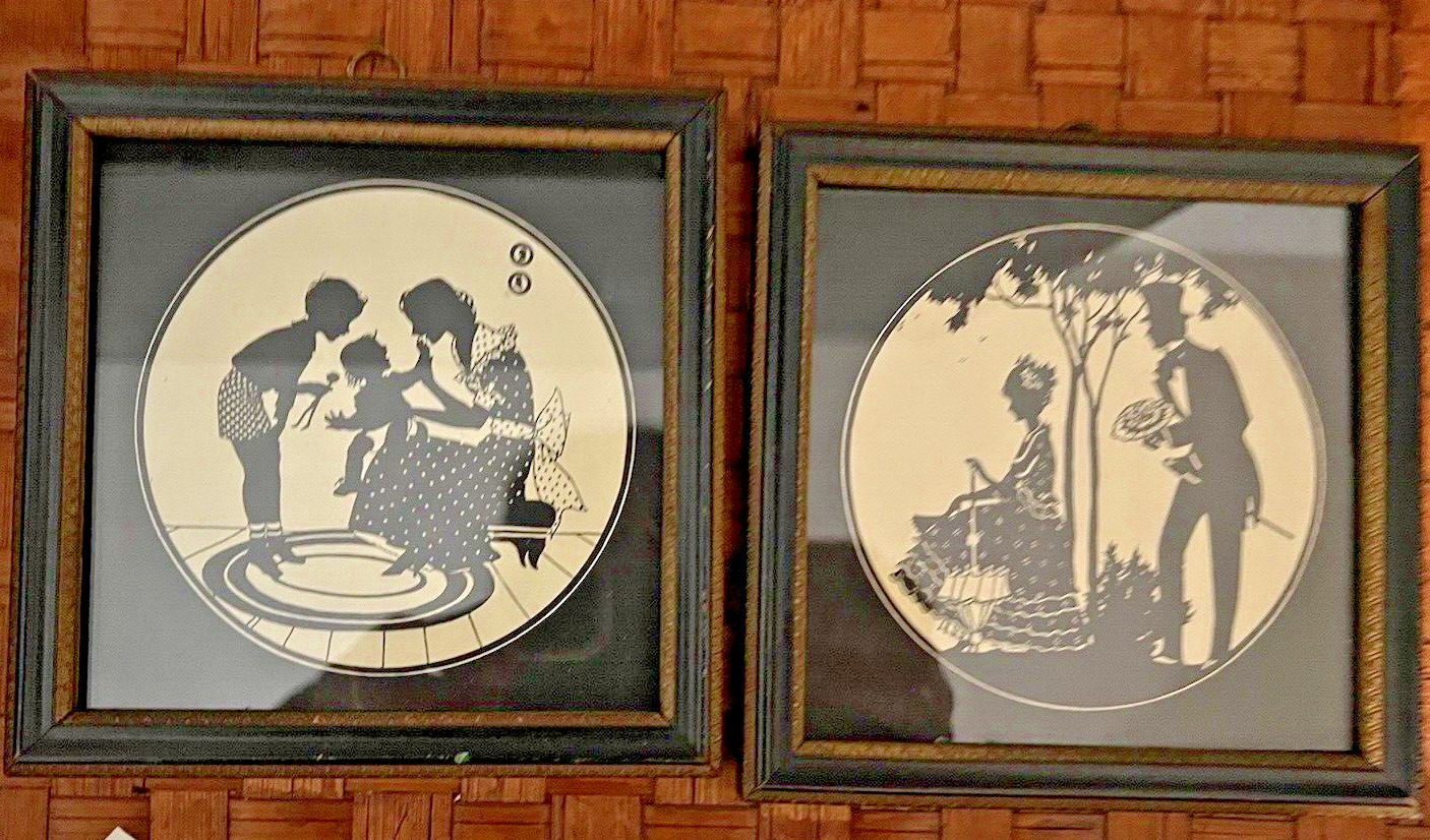 PAIR Vintage Silhouettes Reliance Products Couple Courtship, Mother & Children
