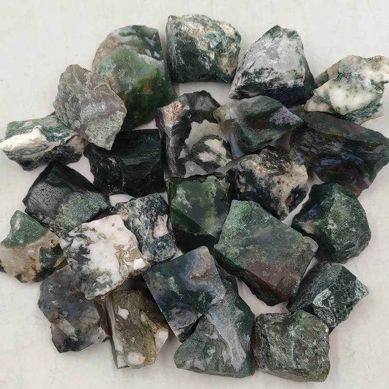 Natural Raw Moss Agate Rough Stone Quartz Crystals Healing Reiki Mineral Energy