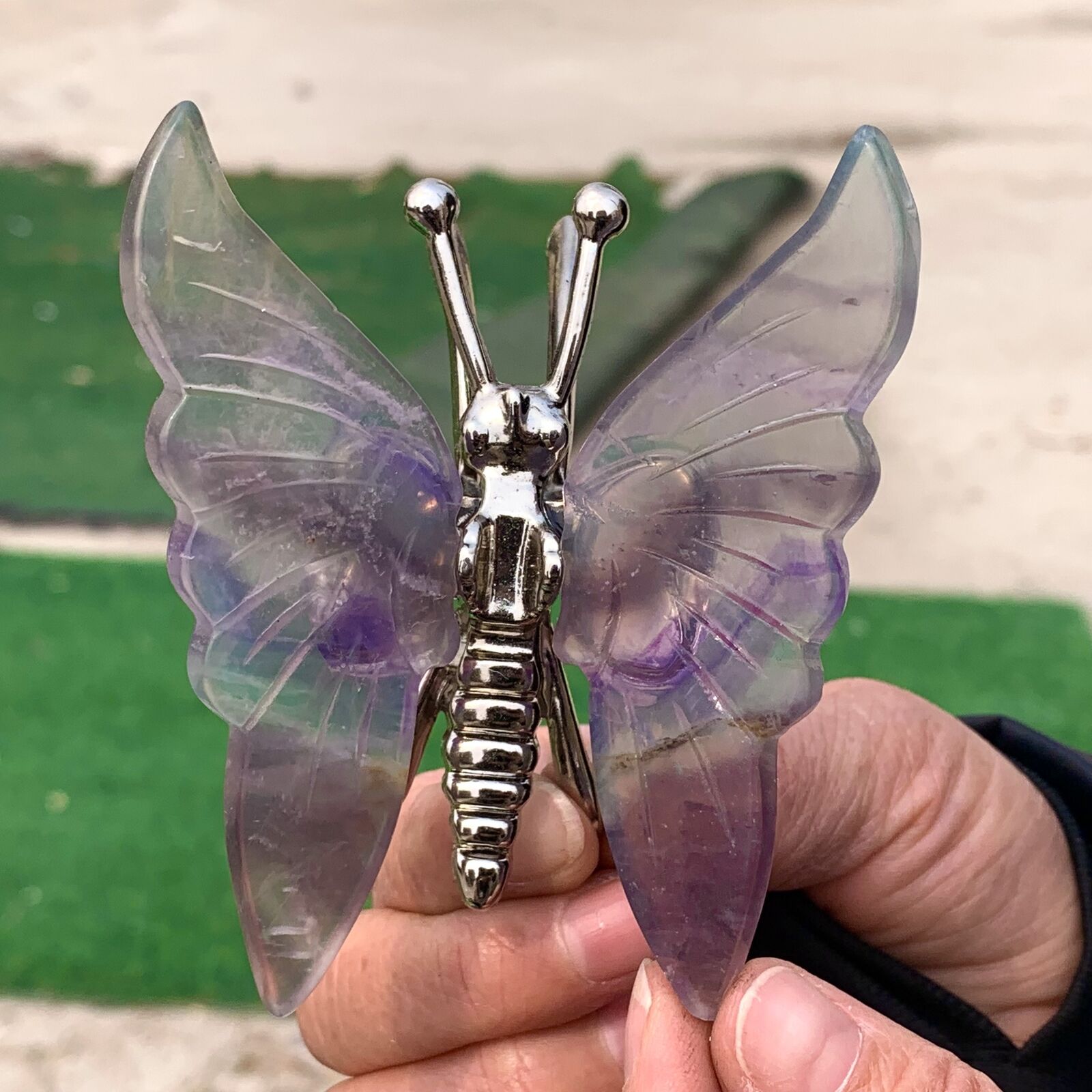 101g Natural Colour Fluorite Handcarved butterfly Crystal Specimen