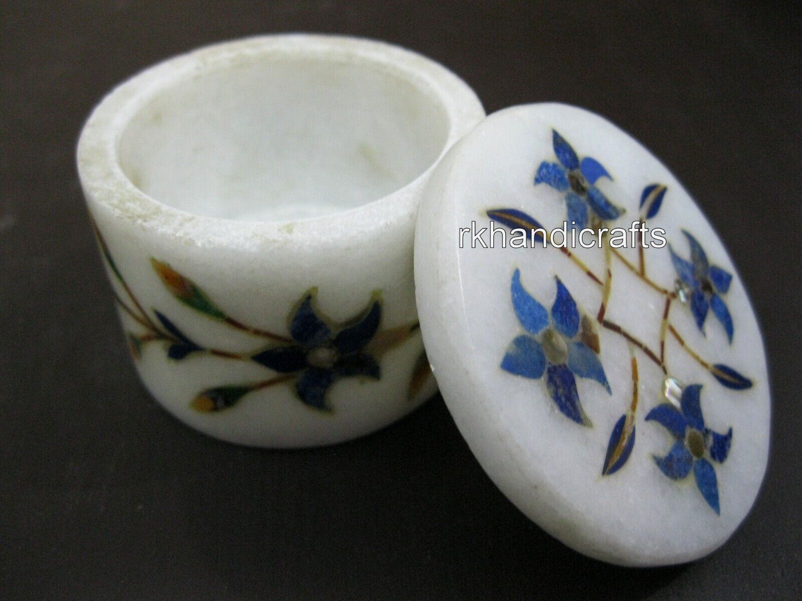 2.5 Inches Nature Pattern Inlay Work Accessories Box for Home Marble Jewelry Box