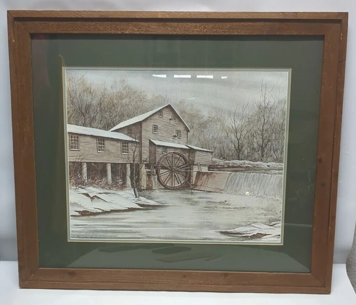 Old Mill Pigeon Forge Tennessee Winter Time Signed Paul W. Brown 493/1250