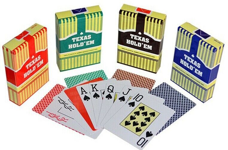 10 Decks TEXAS HOLD EM 100% Plastic Playing Cards Poker Size Jumbo Index