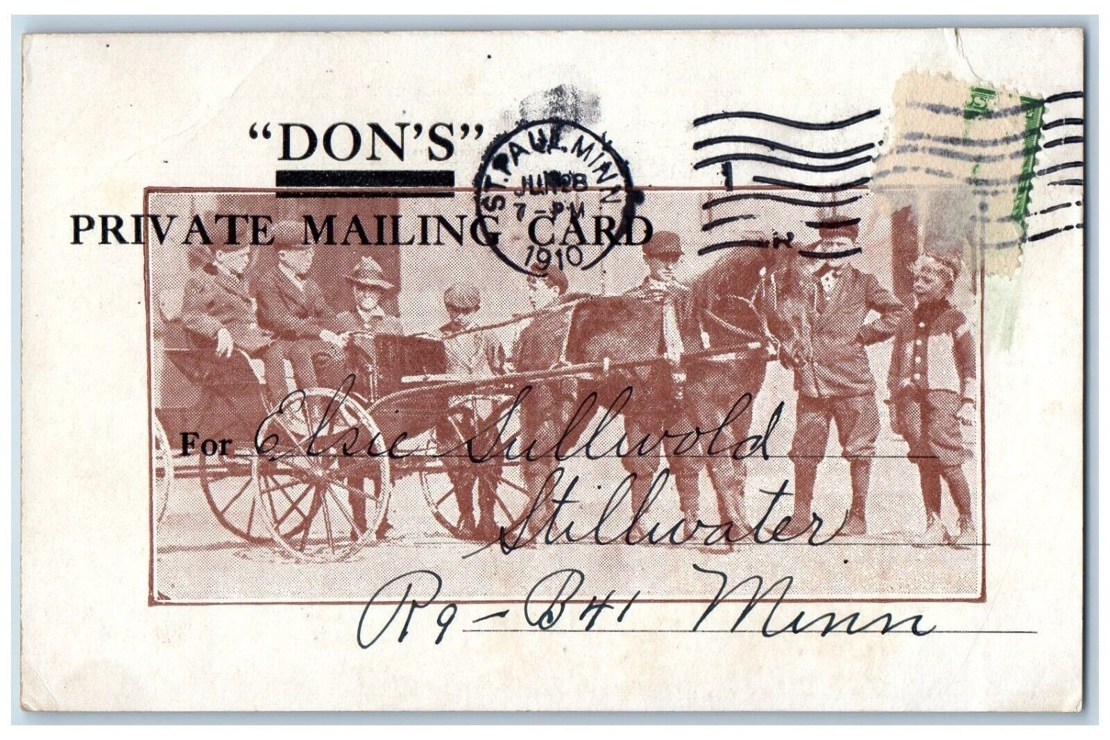 St. Paul Minnesota MN Postcard Pony Contest Don's Subscription Points 1910