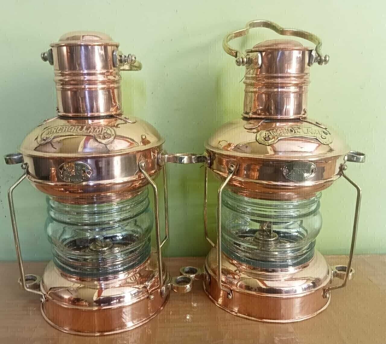 Copper & Brass Anchor Oil Lamp With Fast delivery Maritime Ship Lantern 2 Unit