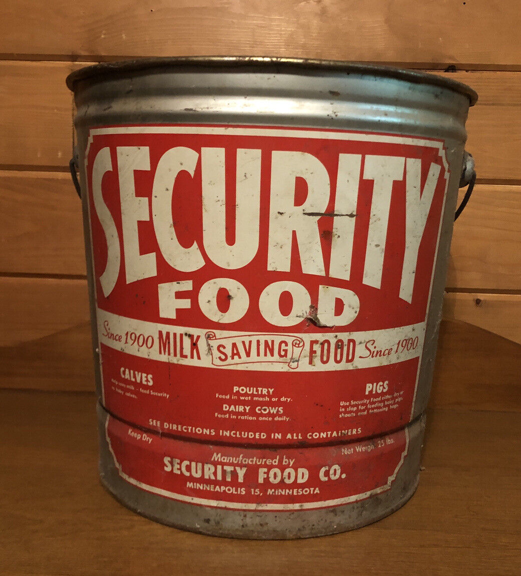 Vintage 1950’s Security Food Co. Galvanized Bucket Pail J&L. WARE STC