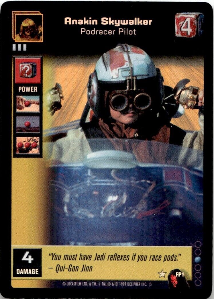 1999 Star Wars Young Jedi CCG Foil - Unplayed Anakin Skywalker Pod Racer Pilot