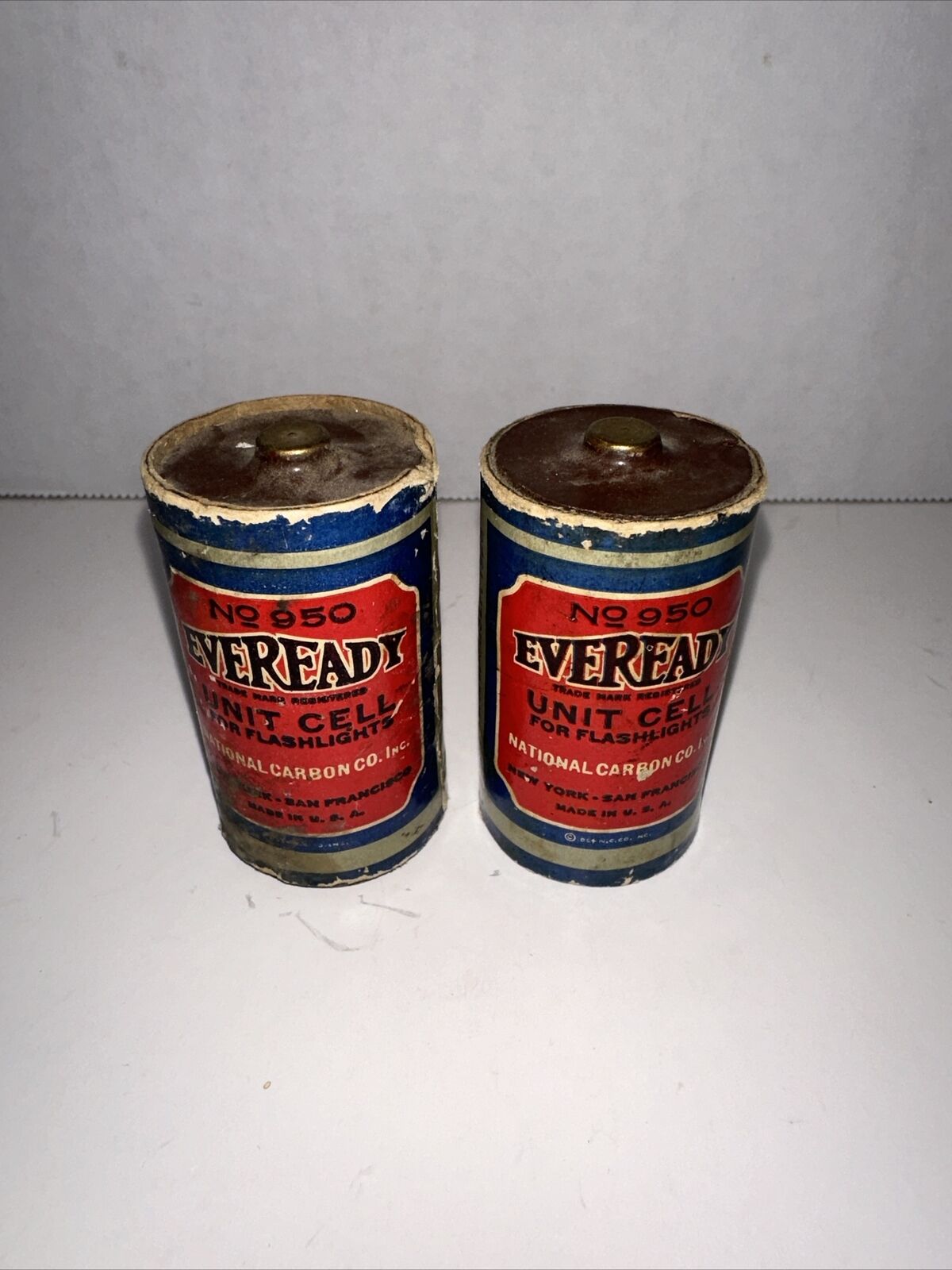 Vintage Eveready No. 950 D Cell Battery 1924 Dated For Flashlighted 