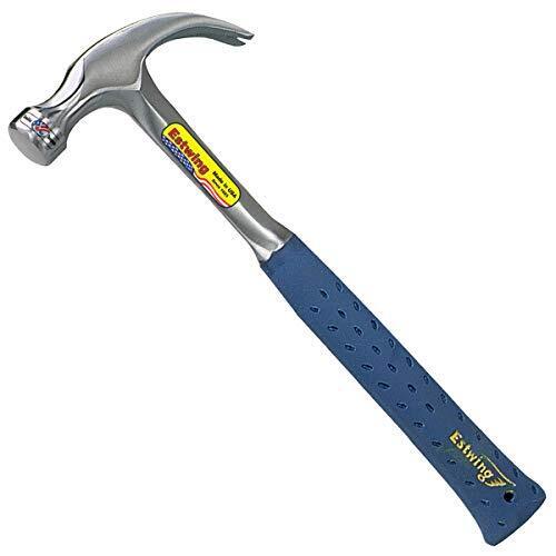 Estwing Hammer - 16 oz Curved Claw with Smooth Face & Shock Reduction Grip - E3-