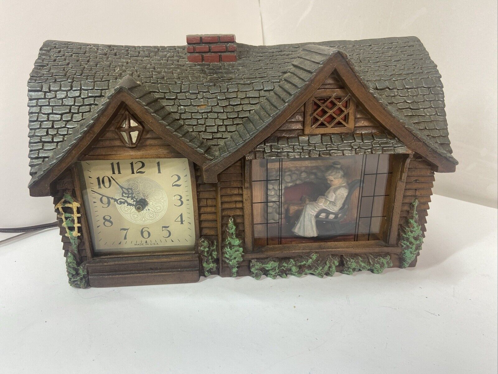 Haddon Home Sweet Home #30 Animated Mantel Shelf Clock Tested Works Vintage Rock