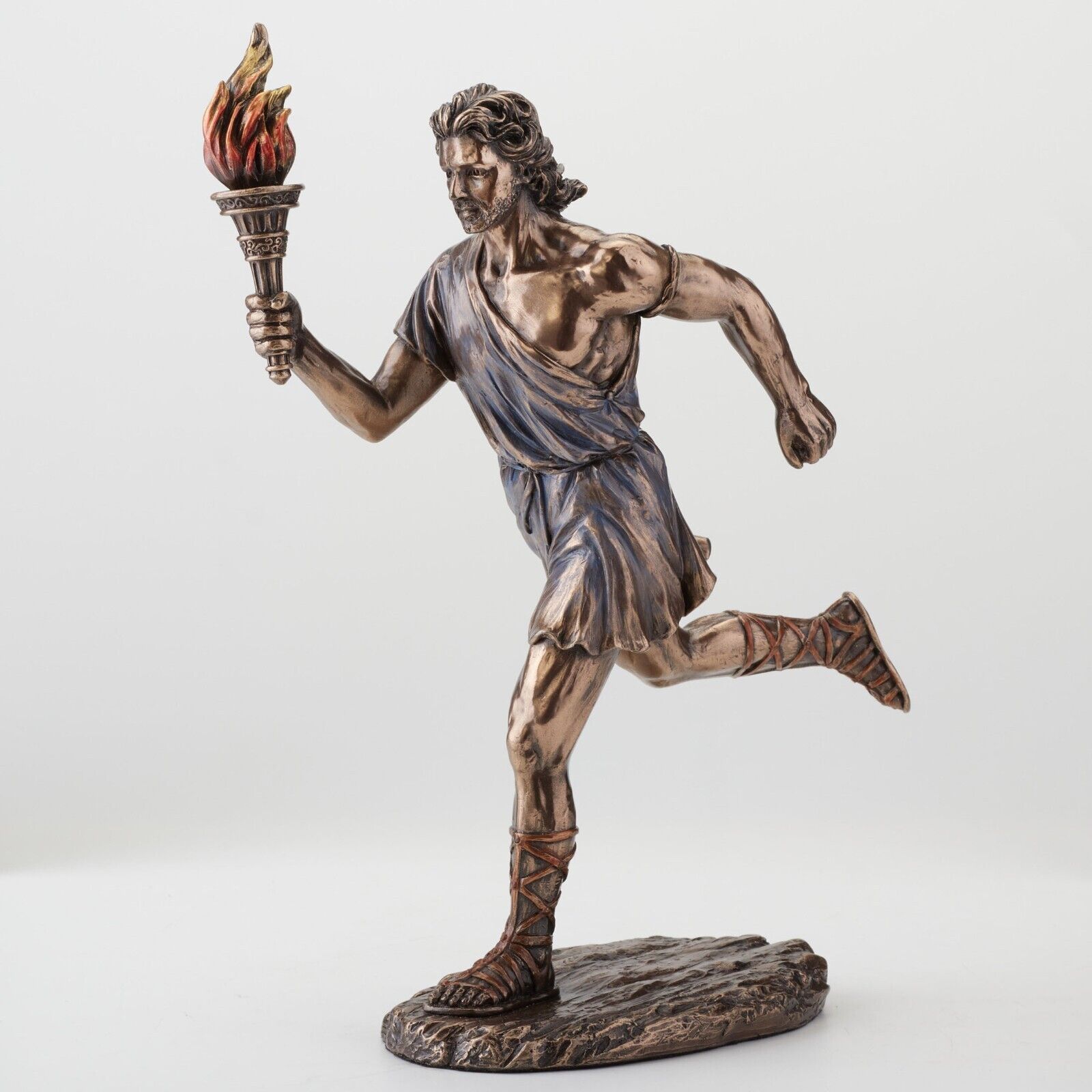 9 Inch Running Olympic Marathon Torchbearer Cold Cast Resin Bronze Finish Home