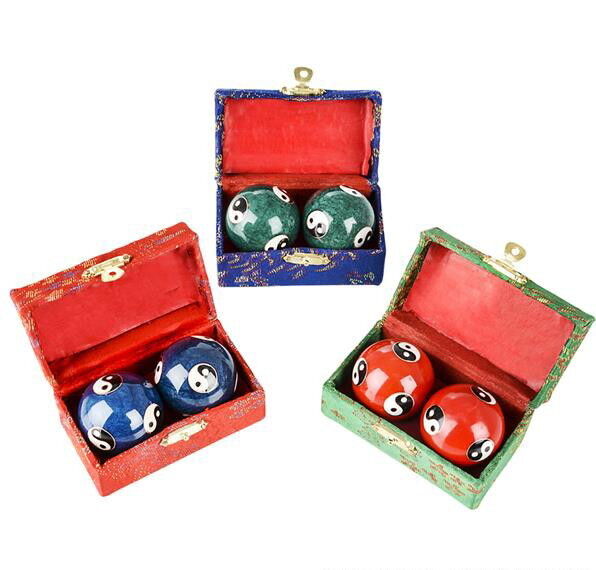 CHINESE HEALTH EXERCISE STRESS BAODING BALLS RELAXATION THERAPY YIN YANG DESIGN