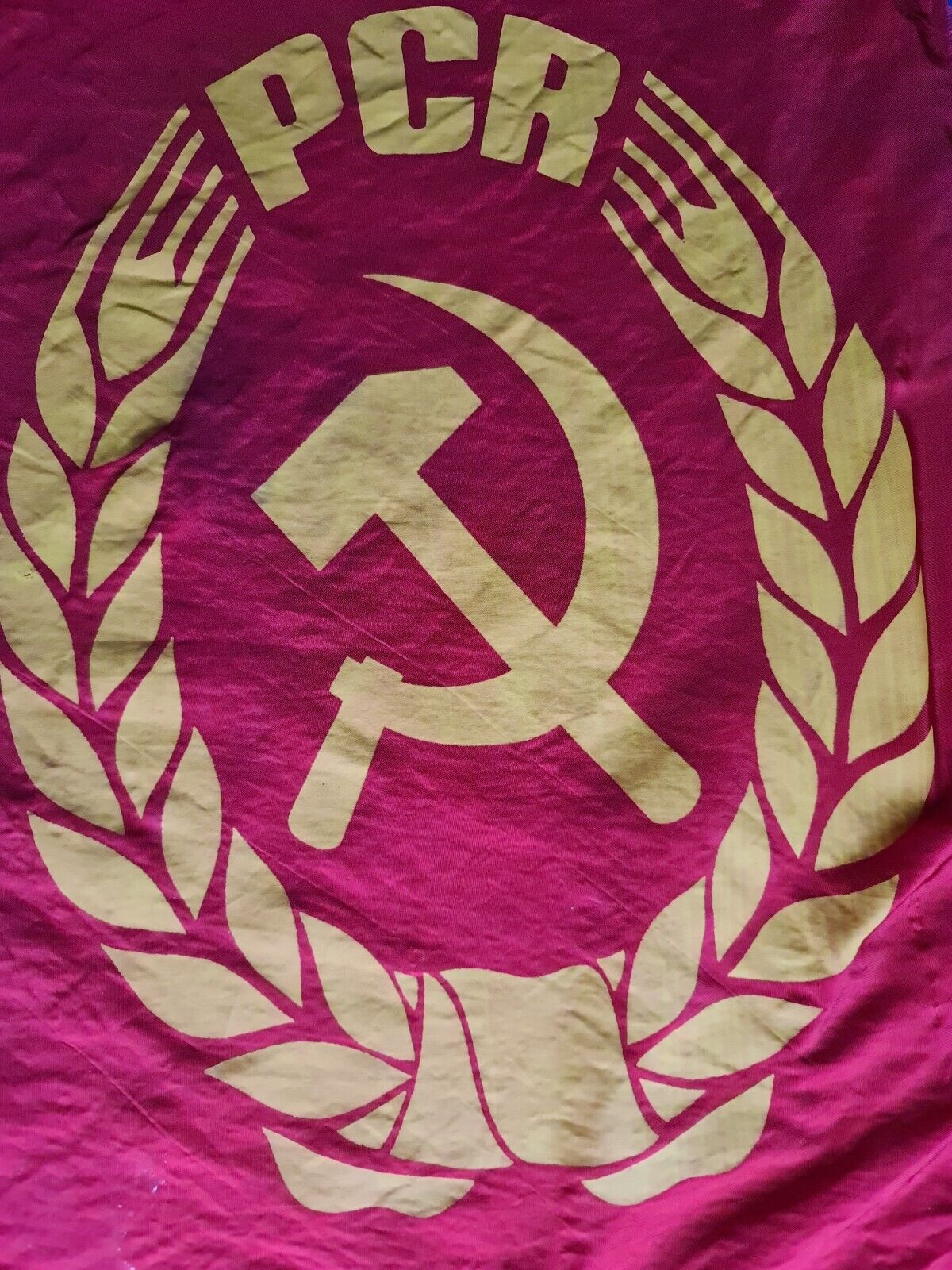 Communist Party Cut Flag Romanian PCR flag Romania Ceausescu hammer and sickle