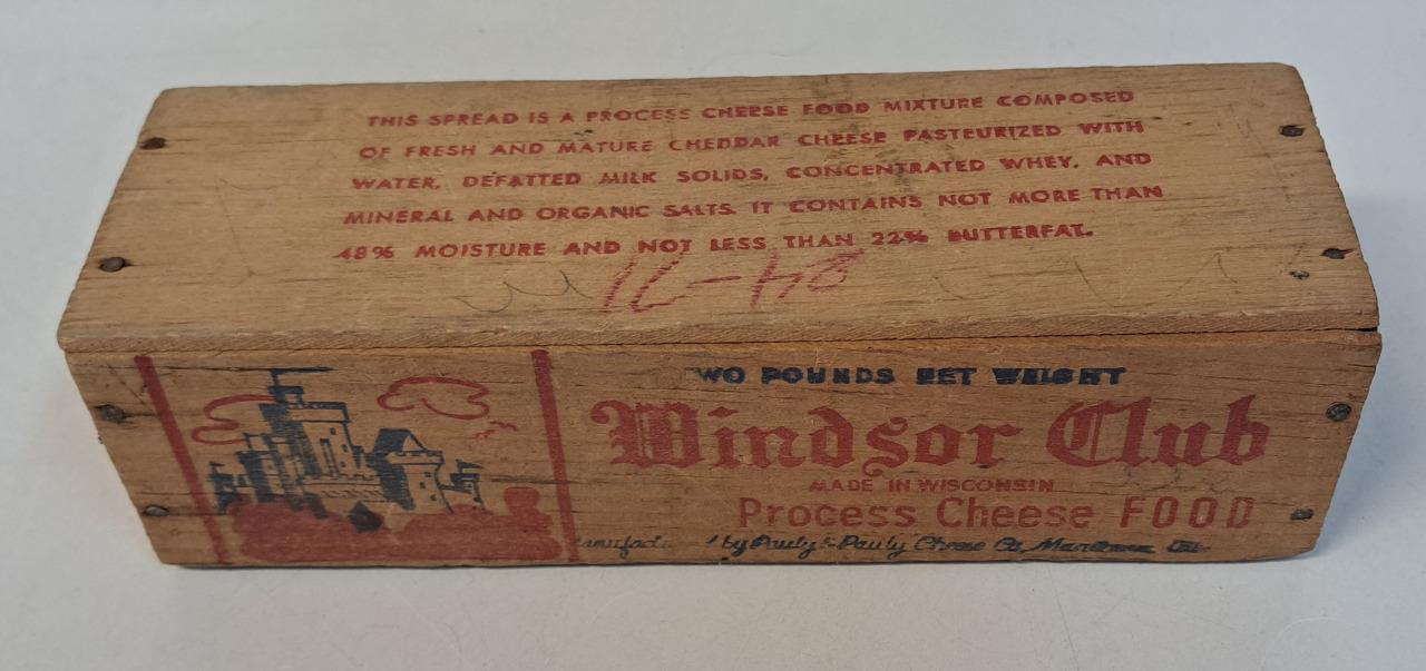 Windsor Club 2 Lb Processed Cheese Food/Spread Wisconsin Wood Box SUPER COND.