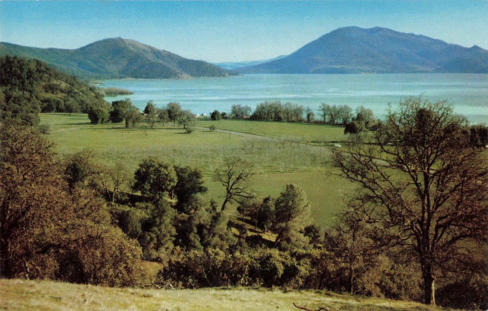 Clear Lake CA California, Fresh Water Recreation Area Landscape Vintage Postcard