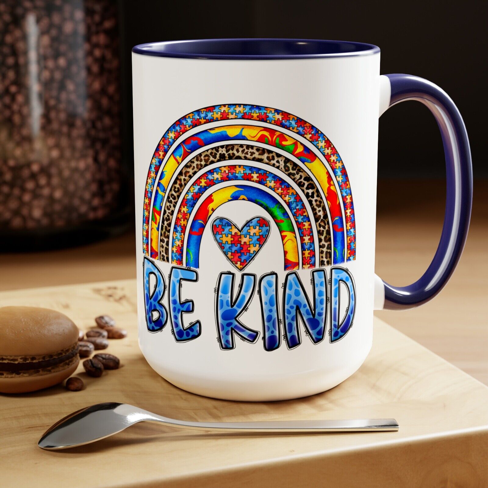 Be Kind Autism Awareness Support Empower Coffee Tea Cocoa Mugs cups 15 oz coffee