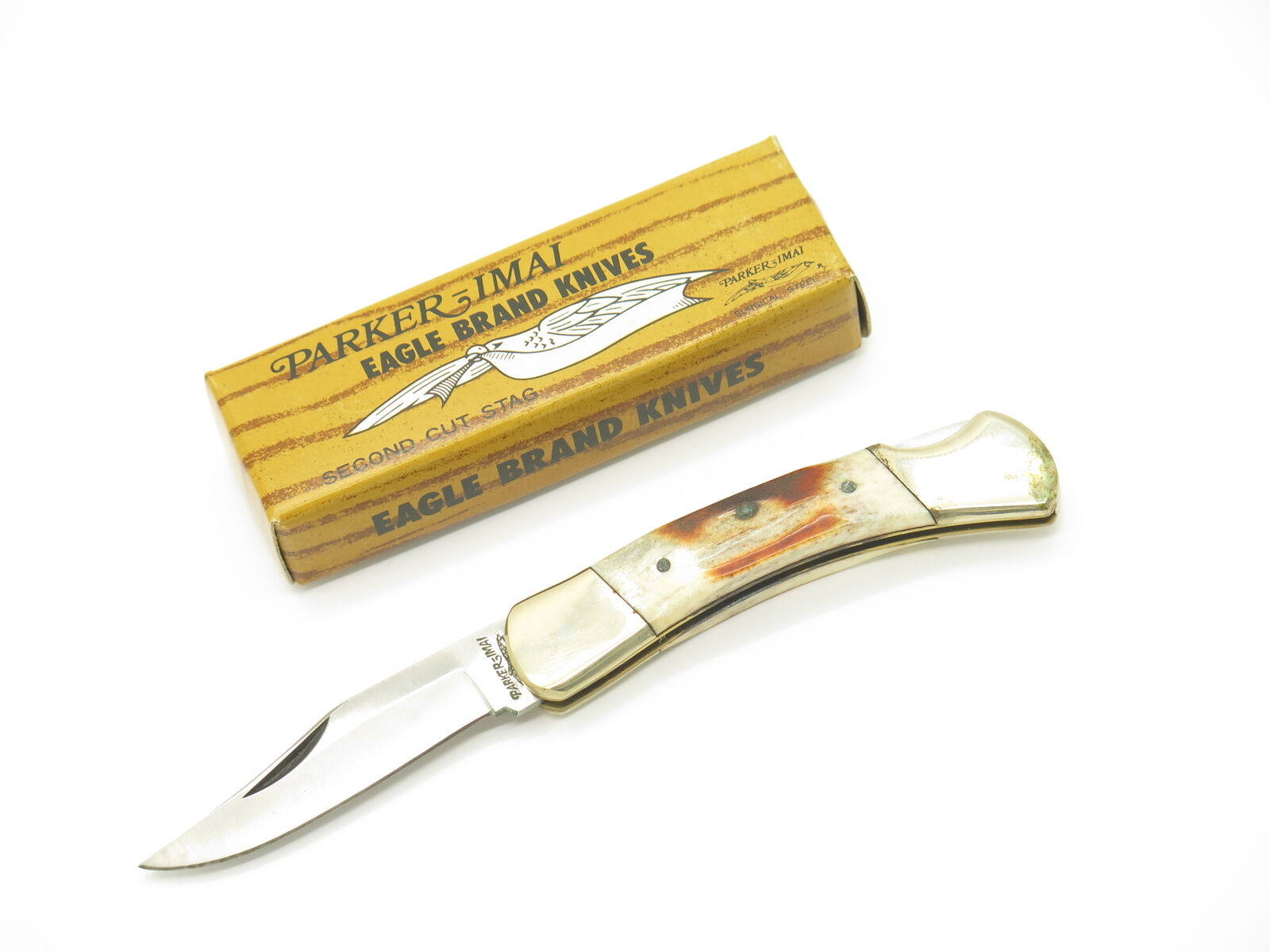 Vintage 1980s Parker Imai Seki Japan K247 Stag Folding Lockback Pocket Knife - D