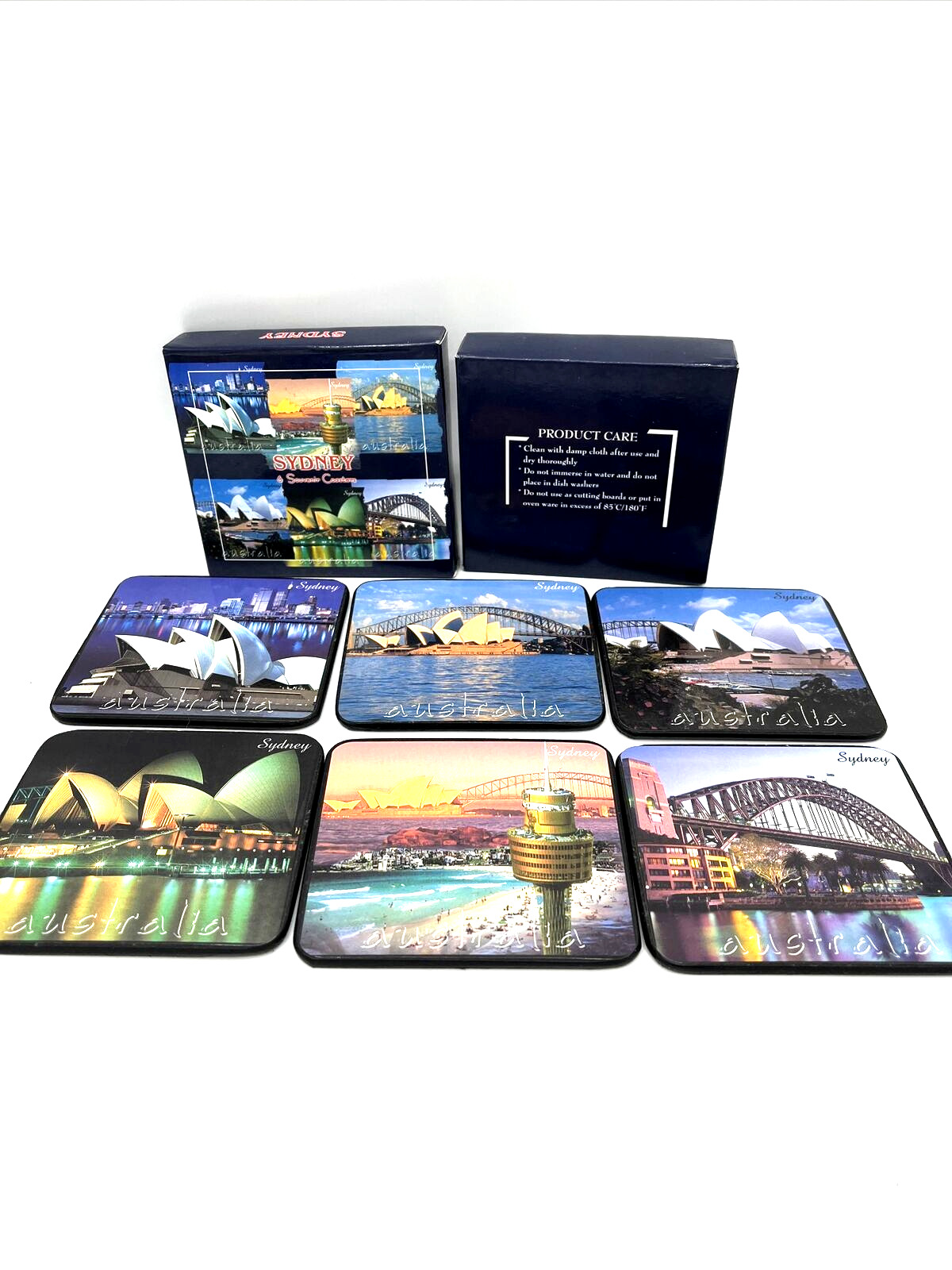 Sydney Australia Souvenir Coasters Cork Back Set Of 6 Boxed