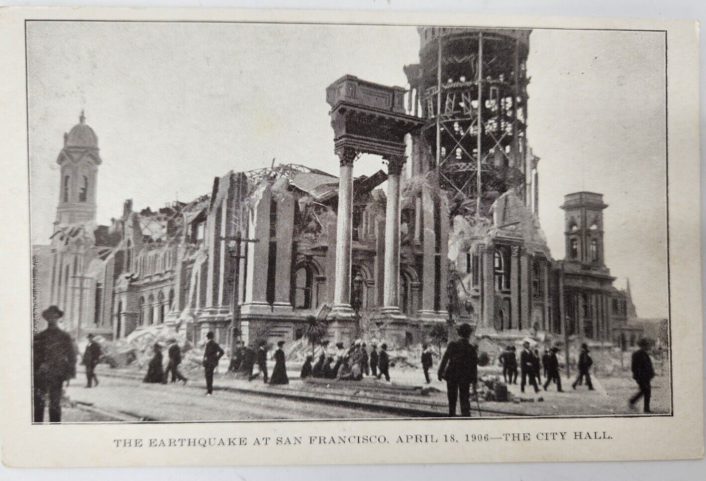 Earthquake 1906 City Hall Ruins San Francisco California CA Vintage B/W Postcard