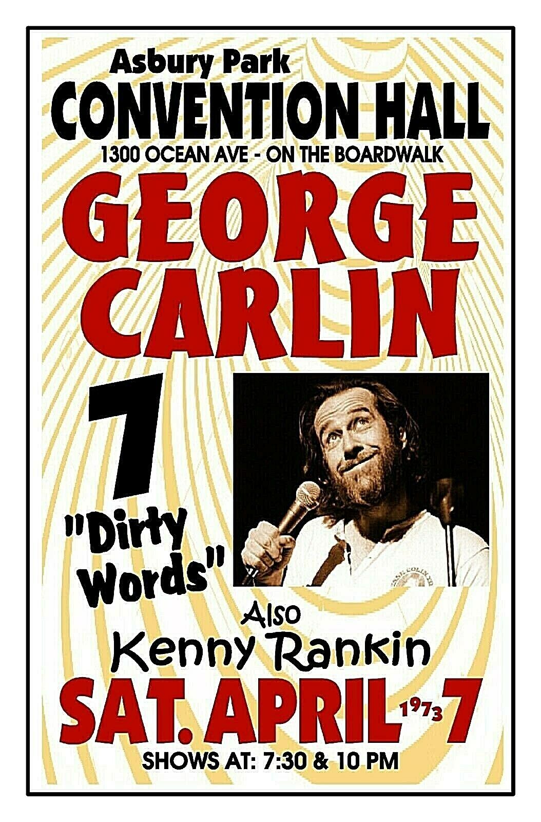 CONCERT POSTER George Carlin 1973 ASBURY PARK NJ Convention Hall Gig Poster